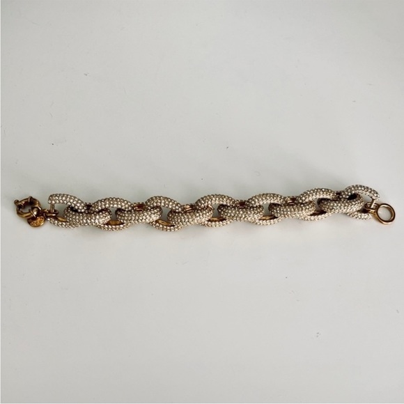 J. Crew Gold Pave Crystal Chunky Link Bracelet EUC - Picture 5 of 7